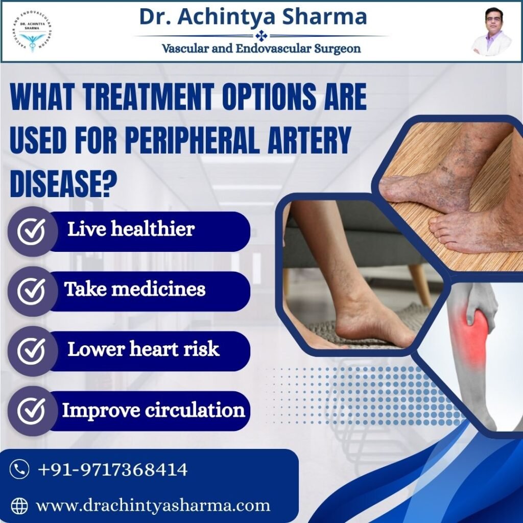 What treatment options are used for peripheral artery disease?