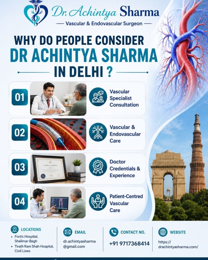 How to Choose the Right Vascular Surgeon in Delhi for Vein and Artery Problems? 1 Dr.Achintya Sharma How to Choose the Right Vascular Surgeon in Delhi for Vein and Artery Problems?