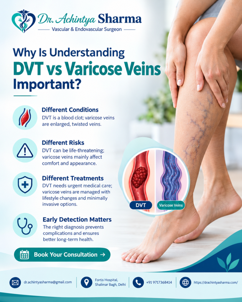 Dr.Achintya Sharma DVT vs Varicose Veins: Symptoms, Diagnosis, and Treatment in Delhi